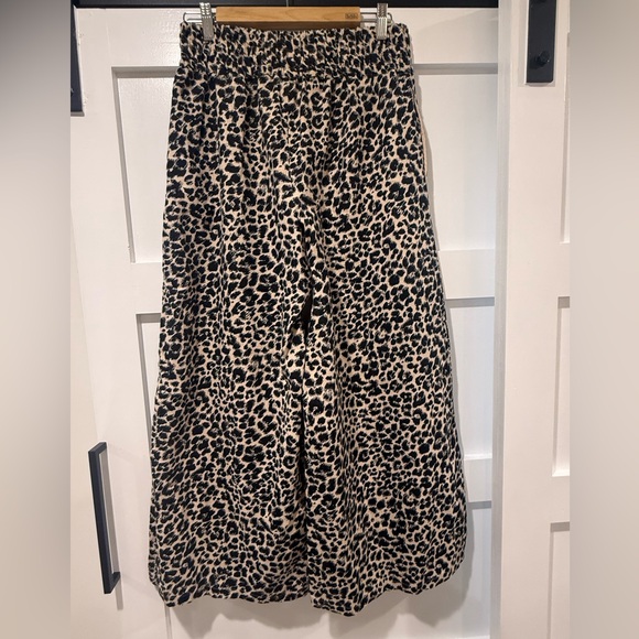 Anthropologie Beige and Black Leopard-Print Wide Leg Pamts - Picture 2 of 3